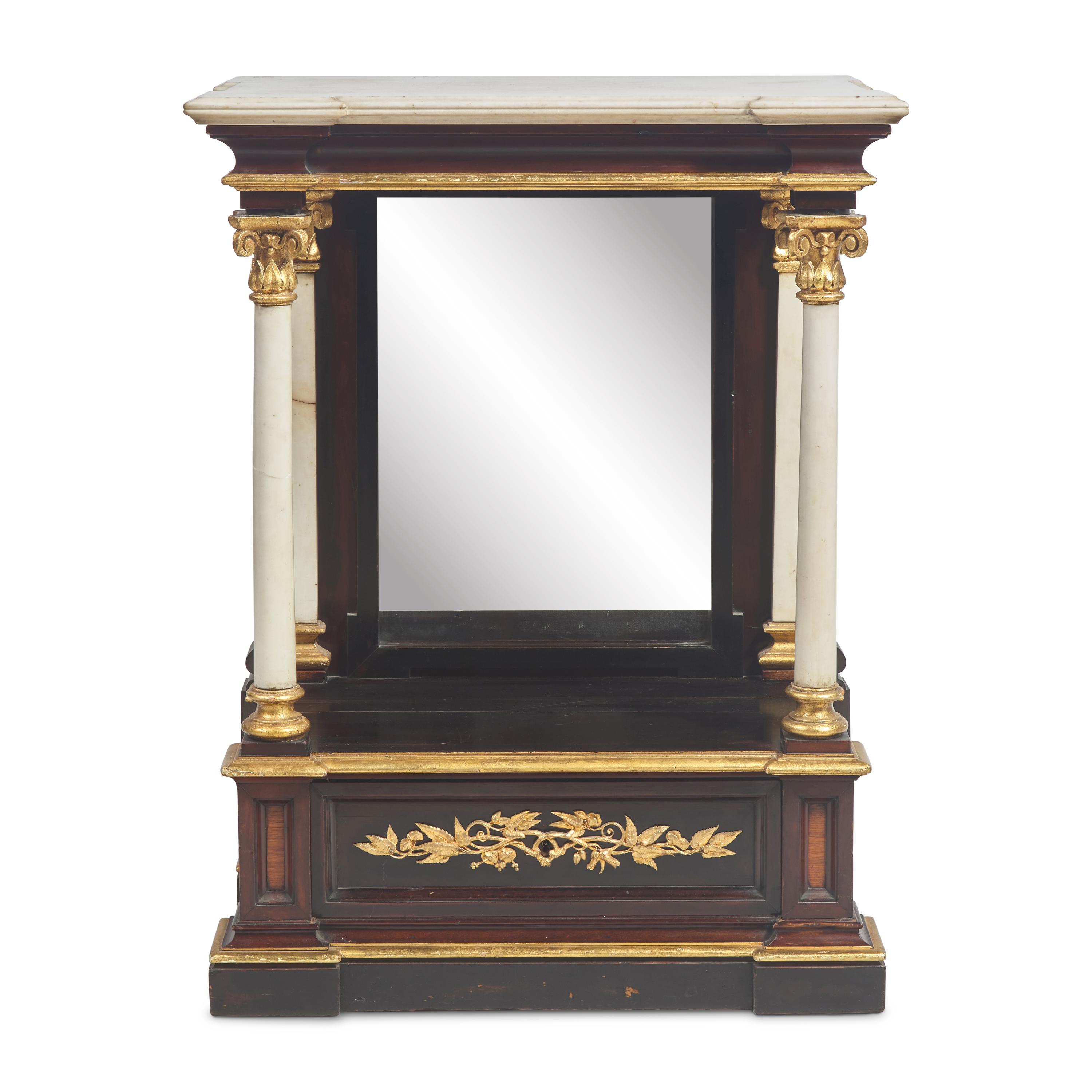 A Classical Parcel Gilt and Marble Mounted Mahogany Pier Table
