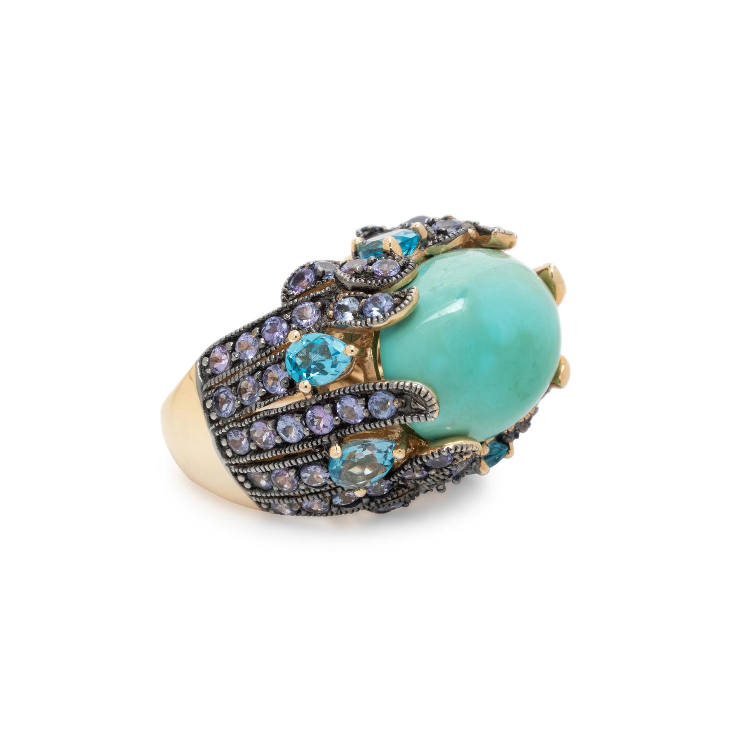TURQUOISE AND MULTIGEM RING