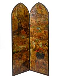 A Victorian Four-Panel Decoupage Floor Screen — 19TH CENTURY