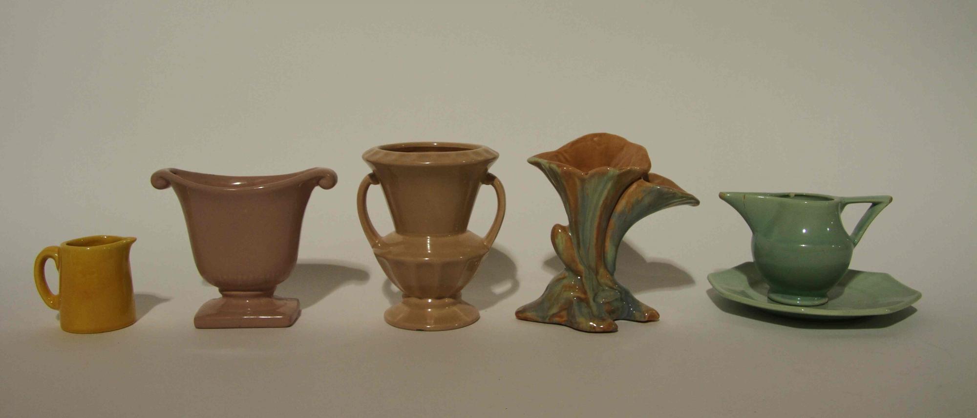 A Group of Six Haeger Pottery Articles Height of tallest 5 3/4 inches.