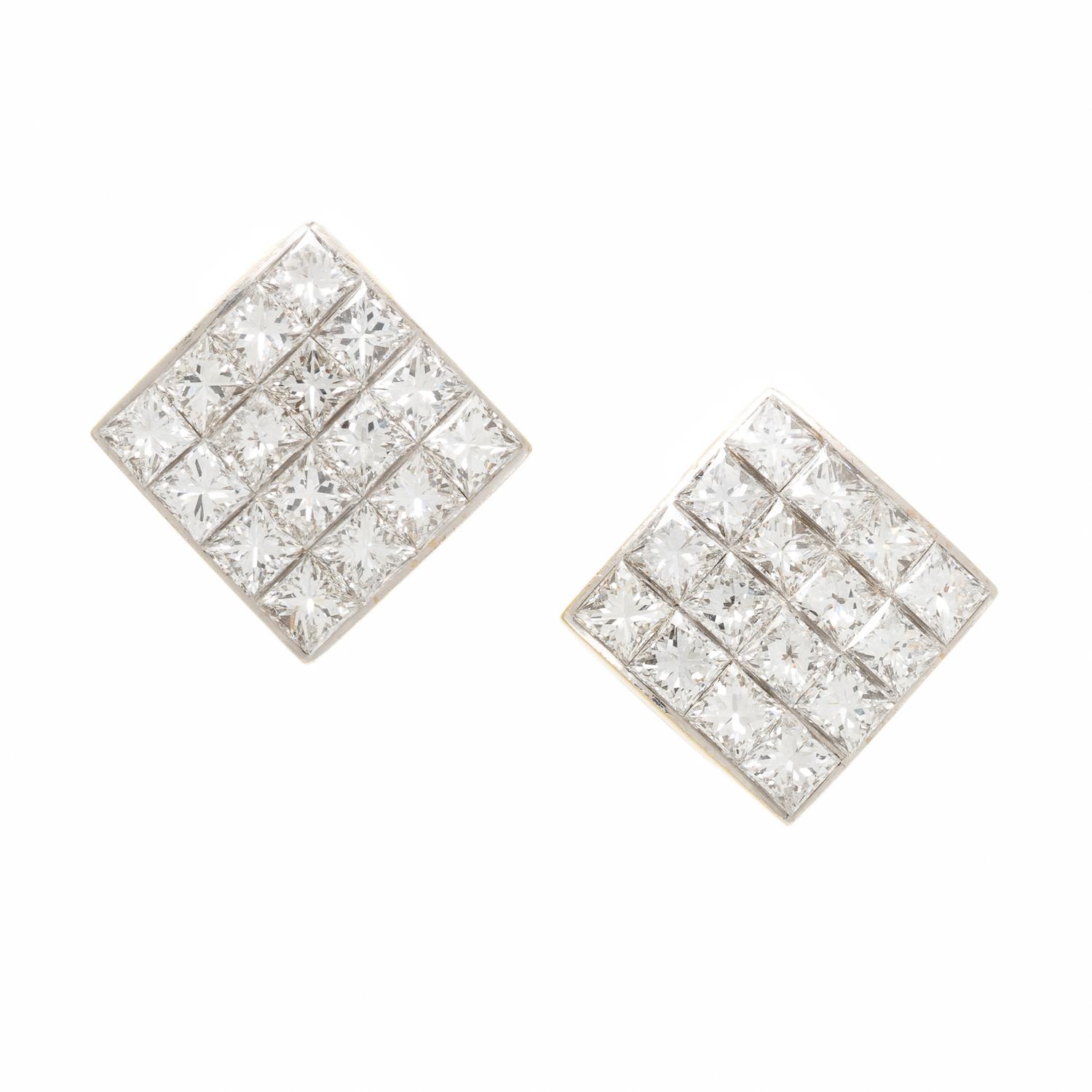 ATTRIBUTED TO TIFFANY & CO., BICOLOR GOLD AND DIAMOND EARRINGS