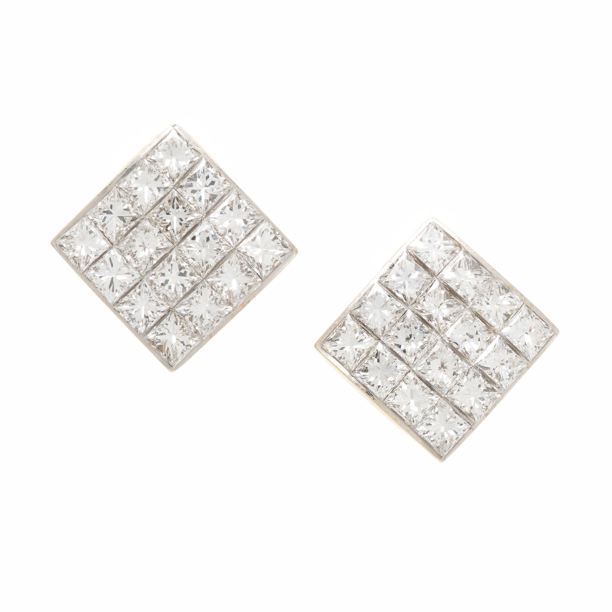 ATTRIBUTED TO TIFFANY & CO., BICOLOR GOLD AND DIAMOND EARRINGS
