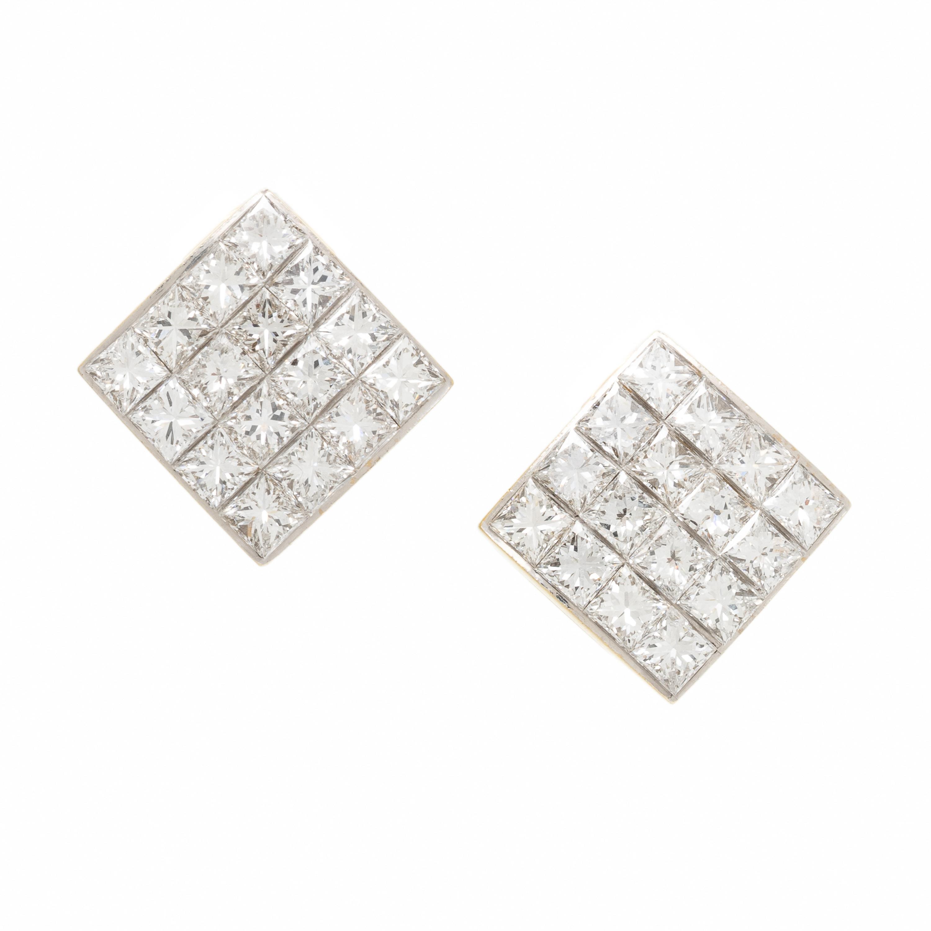 ATTRIBUTED TO TIFFANY & CO., BICOLOR GOLD AND DIAMOND EARRINGS