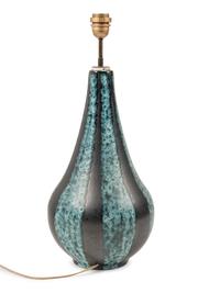 A Turquoise and Black Glazed Ceramic Table Lamp