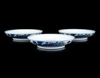 Three Chinese Blue and White Porcelain 'Phoenix' Plates