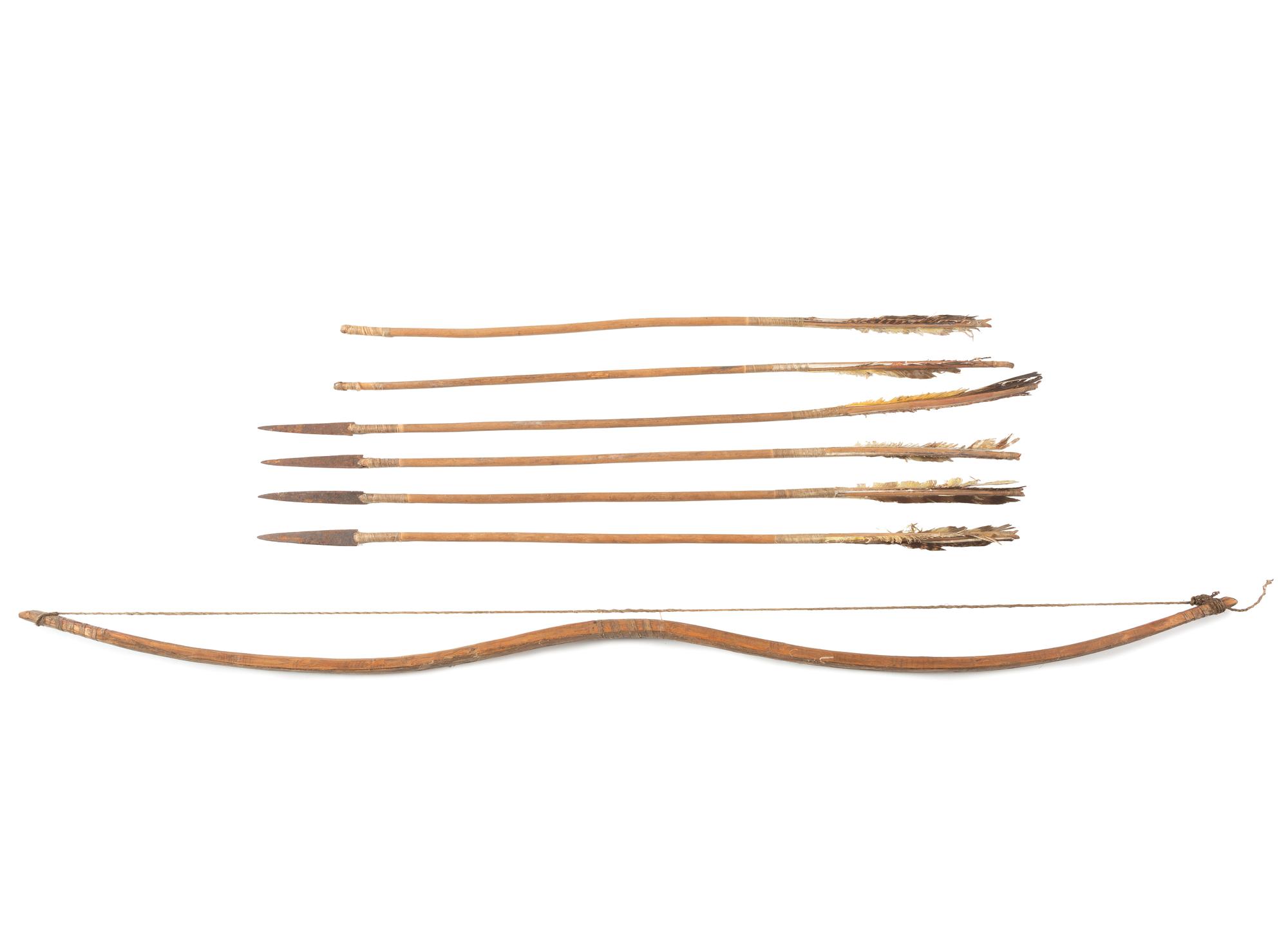 Sioux Beaded Hide Bowcase and Quiver, with Bow and Arrows