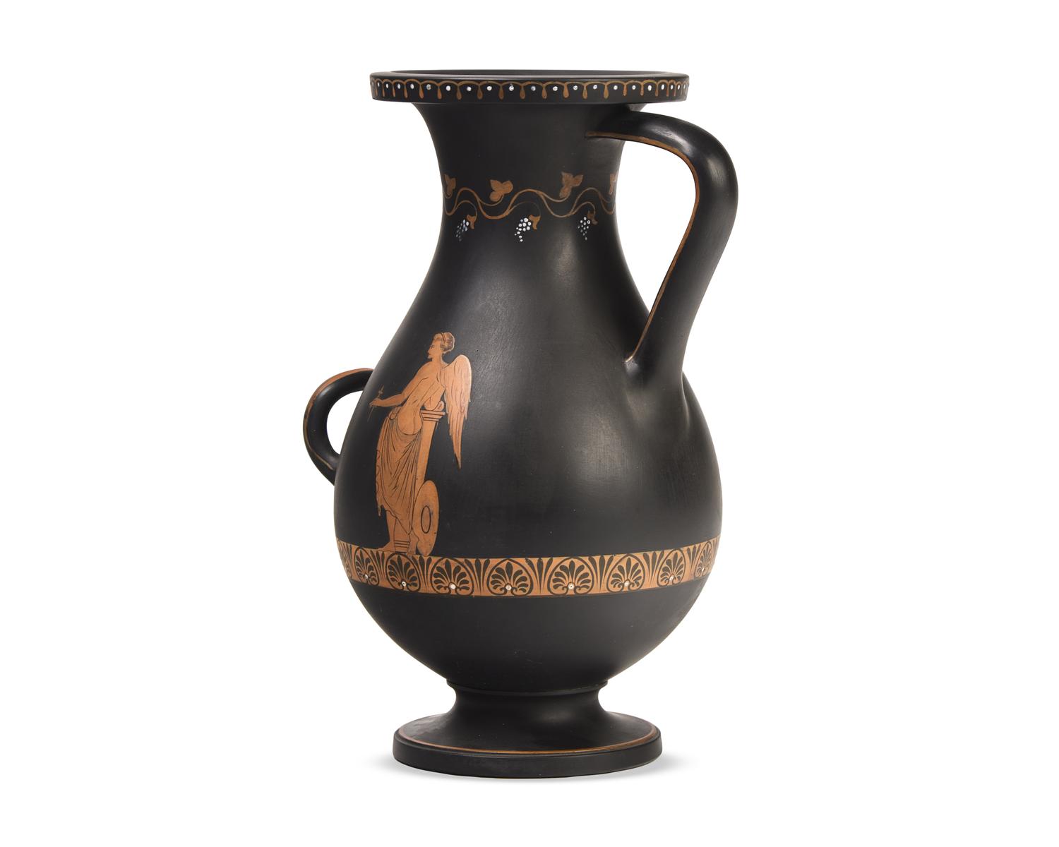 A Wedgwood Encaustic-Decorated Black Basalt Vase