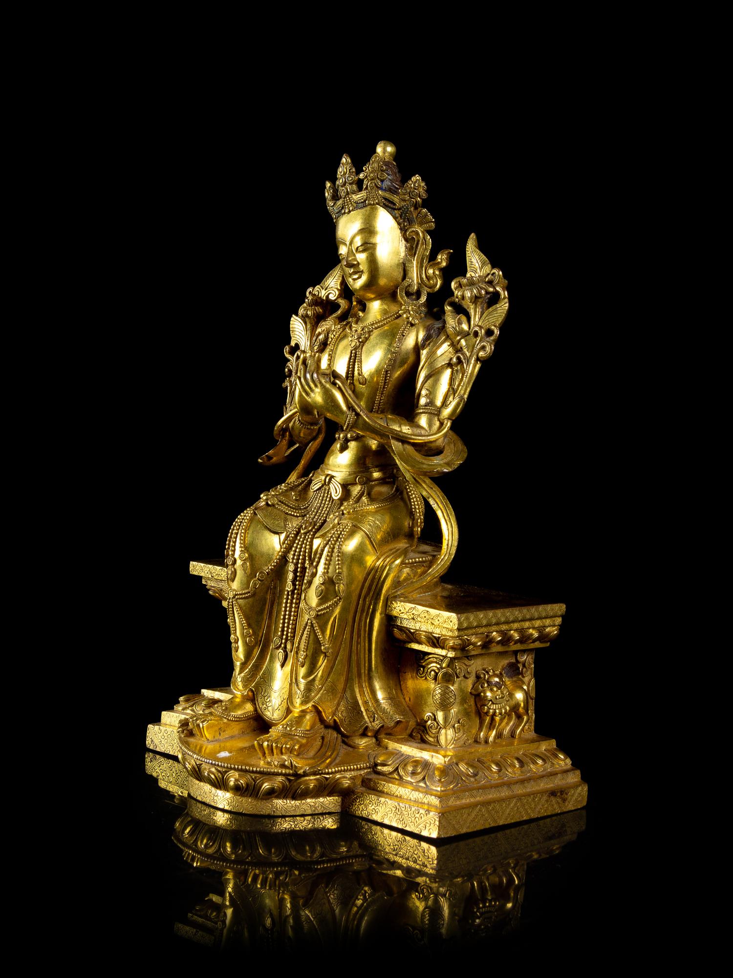 A Sino-Tibetan Gilt Bronze Figure of Maitreya Bodhisattva