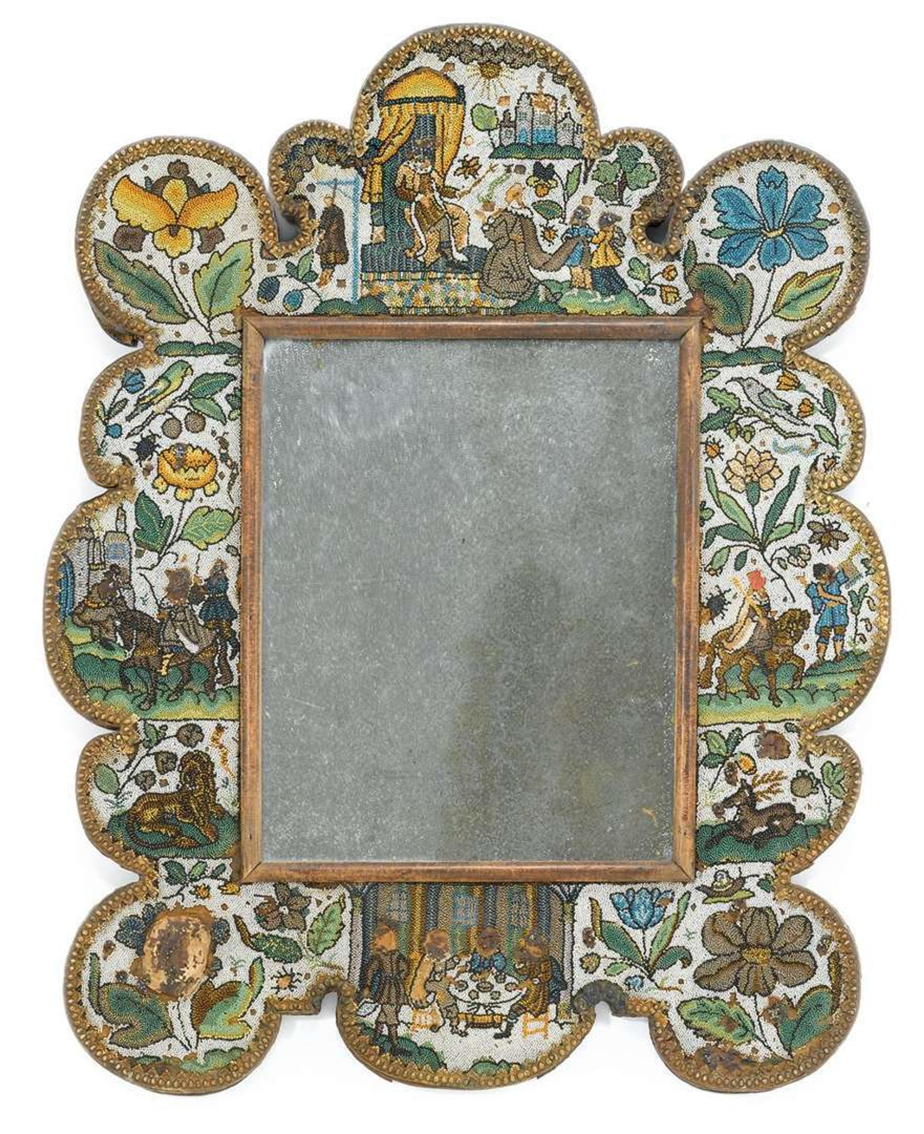 English beaded frame late 17th/early 18th century