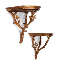 A Pair of Contemporary Gilt Composite Wall Brackets