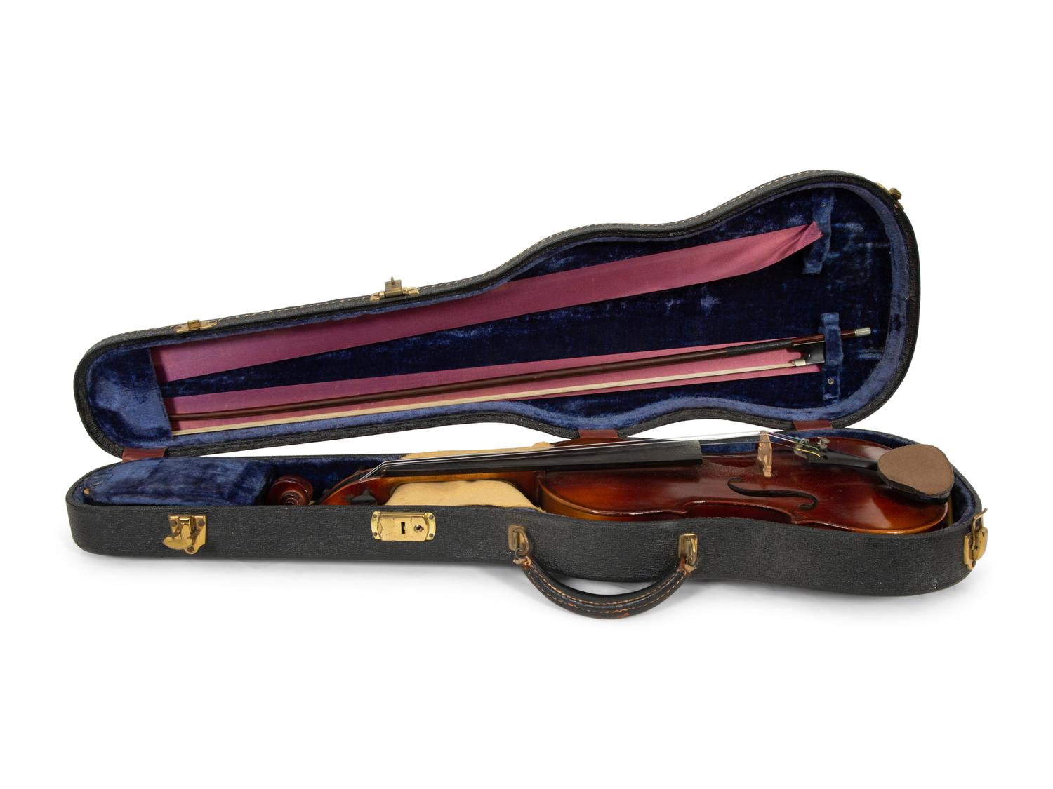 Two Cased Violins with Bows