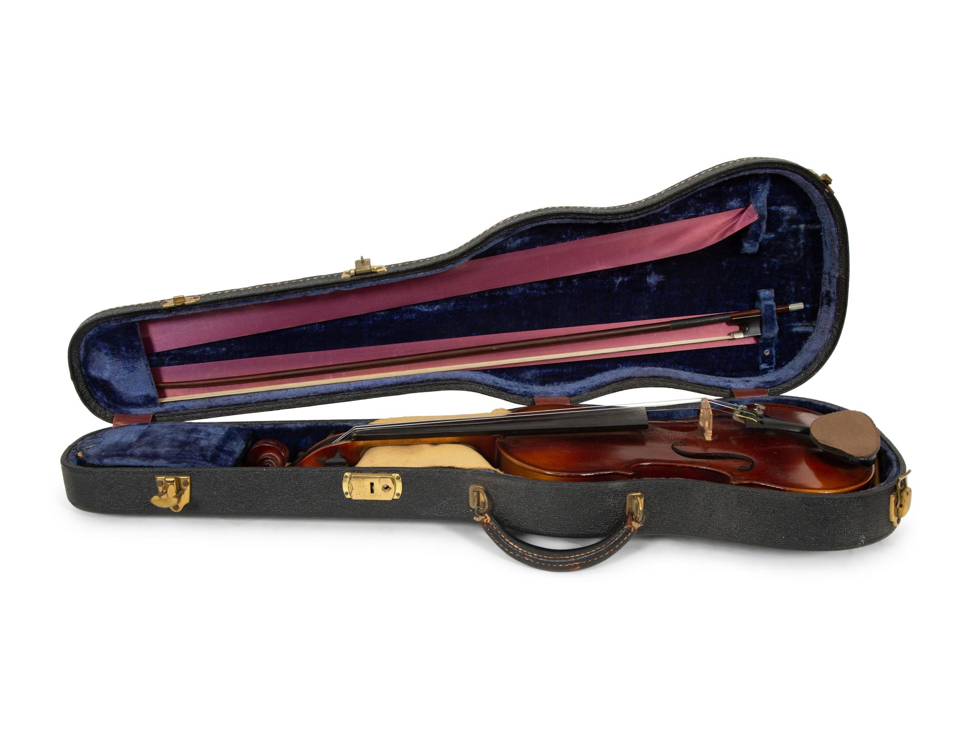 Two Cased Violins with Bows