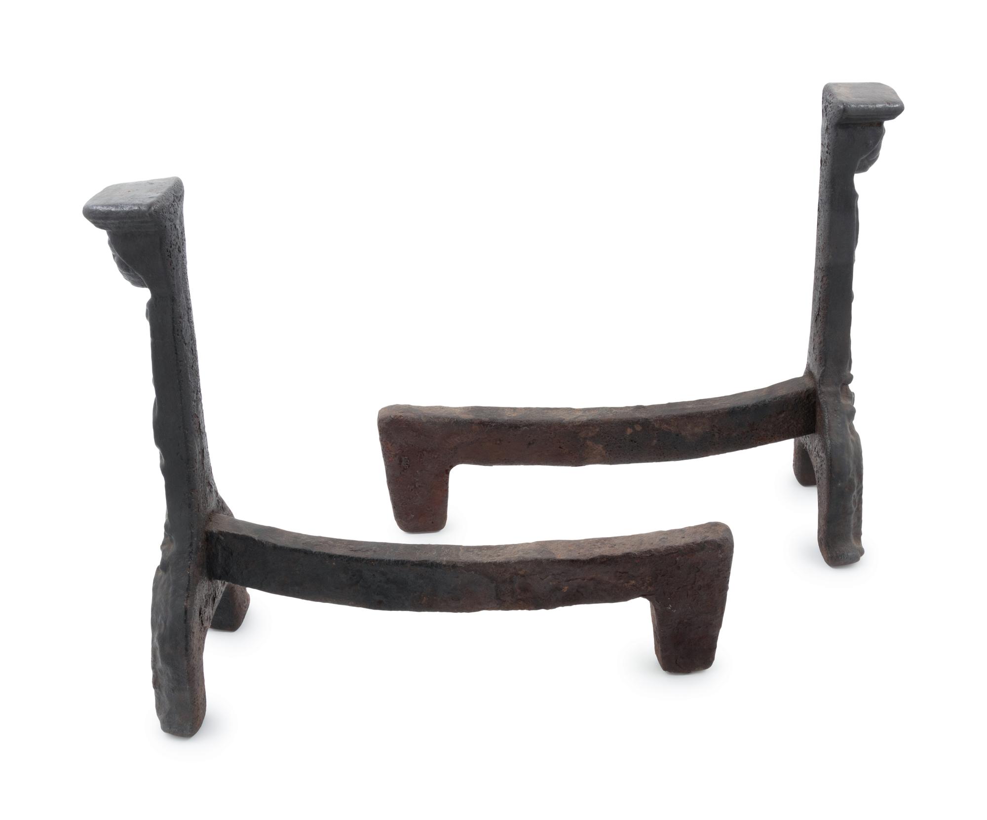 A Pair of French Cast Iron Figural Andirons