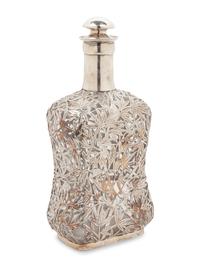 A Chinese Export Silver Mounted Glass Flask