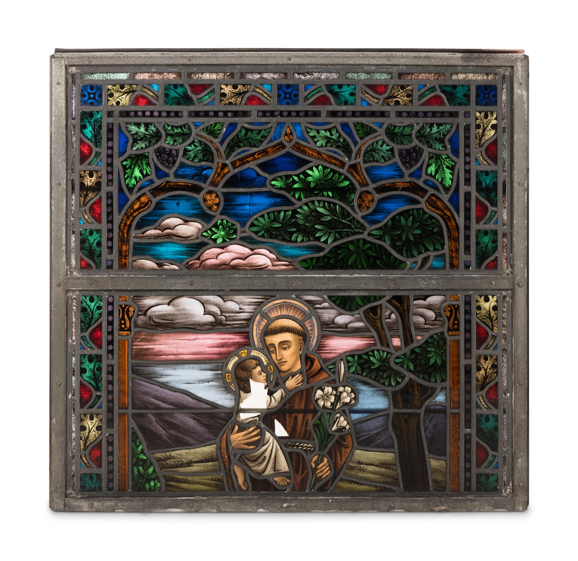 A Group of Eight Leaded Glass Windows
