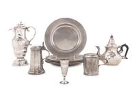 A Group of Assorted Pewter Table Articles