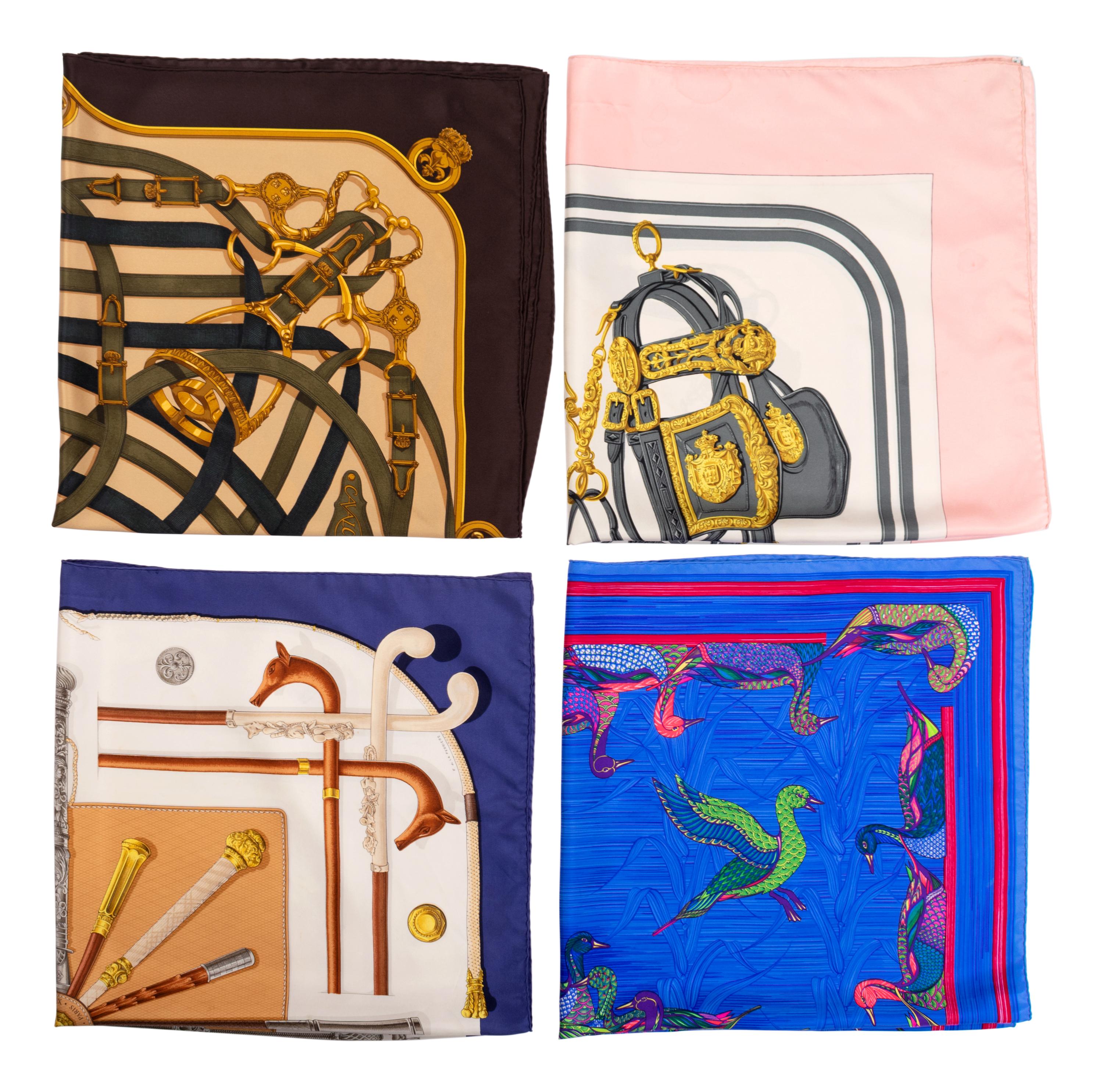 Four Hermès 90cm Silk Scarves