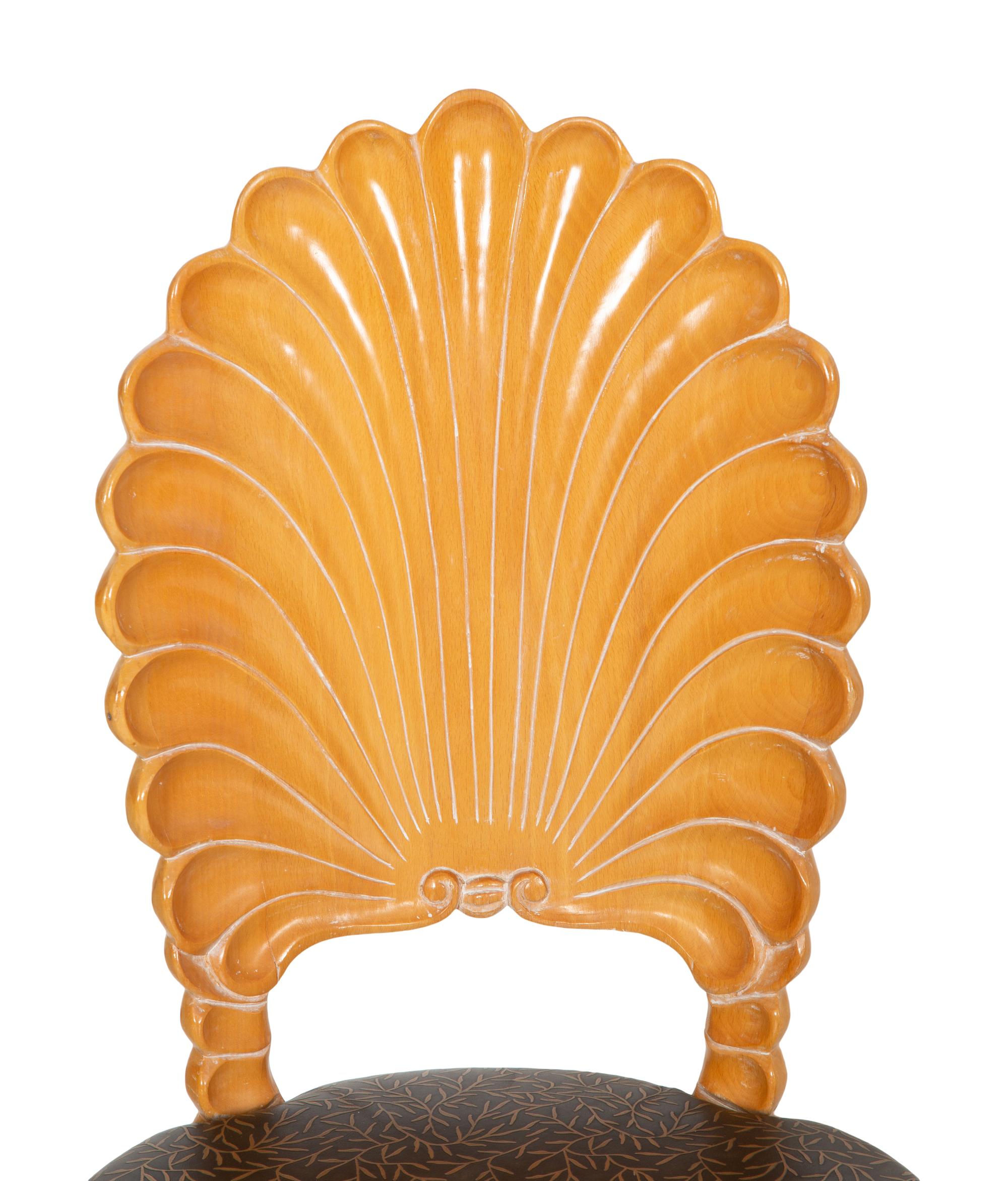 A Set of Four Venetian Grotto Style Carved Maple Side Chairs