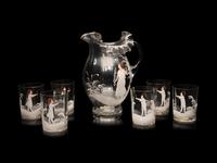 An American Enameled Glass Lemonade Service