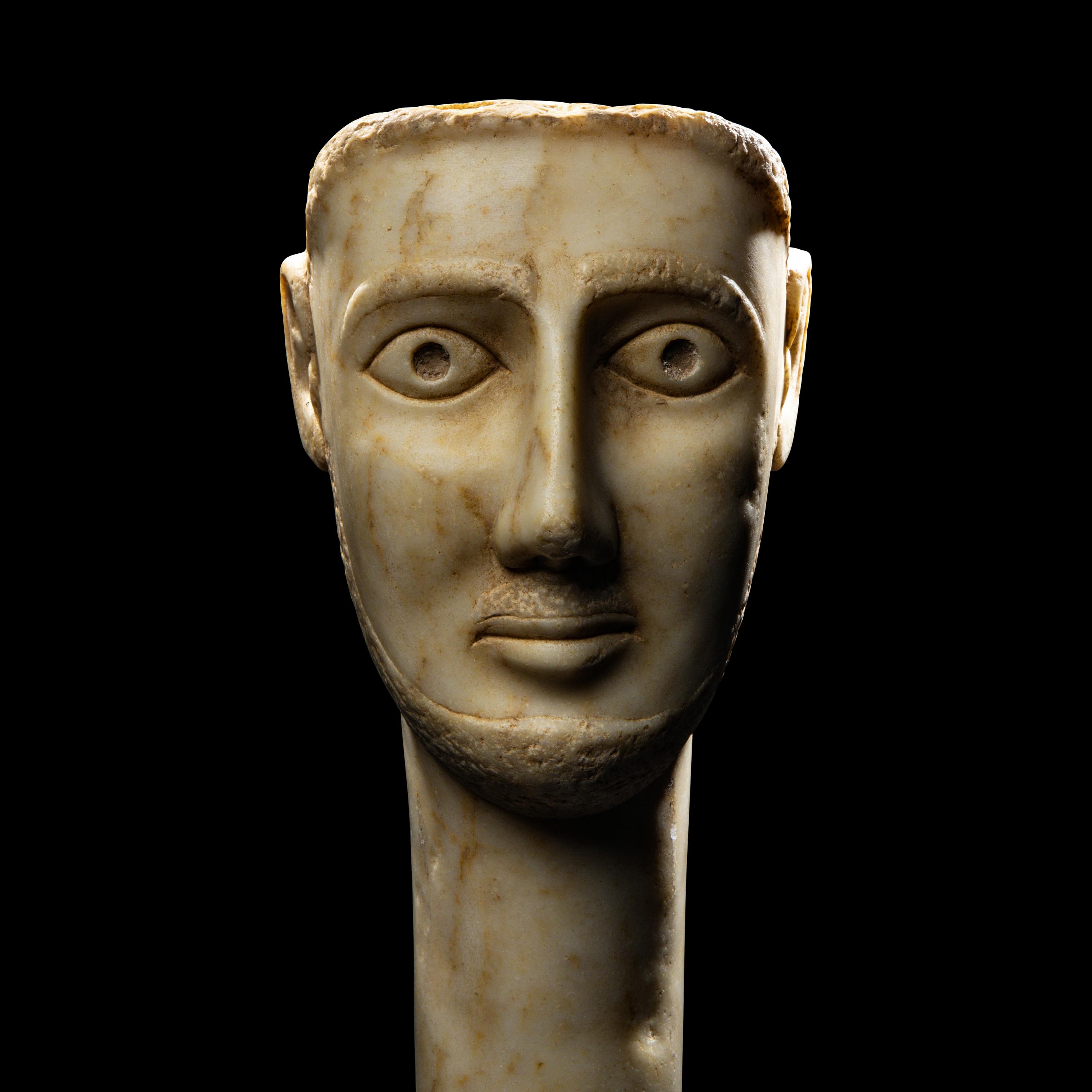 A South Arabian Alabaster Head of a Man