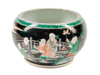 A Chinese Export Famille Noir Porcelain Planter