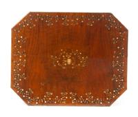 A Continental Mother-of-Pearl Inlaid Sewing Table Height 31 1/4 x width 20 x depth 16 inches. — 19TH CENTURY