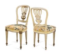 A Pair of French Paint-Decorated Montgolfier-Style Dining Chairs