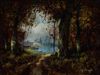Artist Unknown, (late 19th/early 20th century), Forest Path and Forest Cottage (two works)