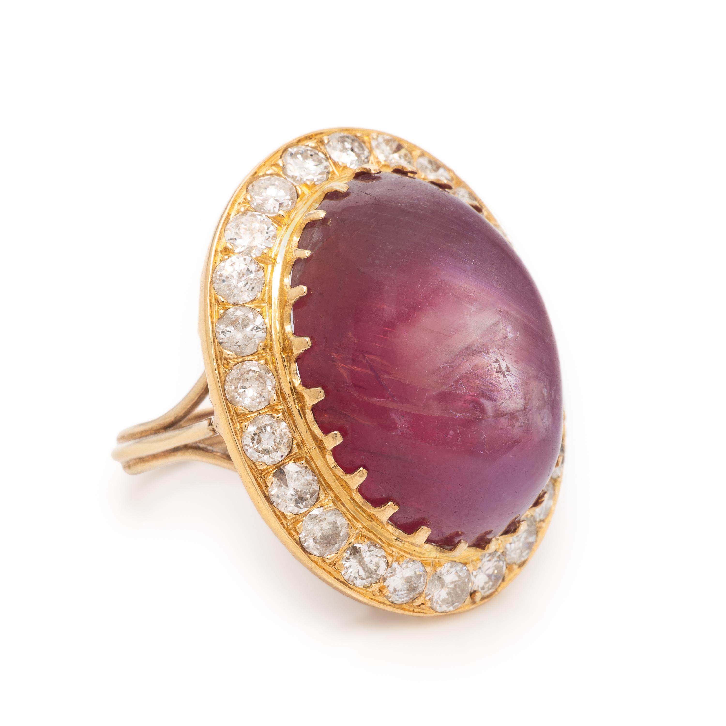 Ruby, Diamond, and Yellow Gold Ring