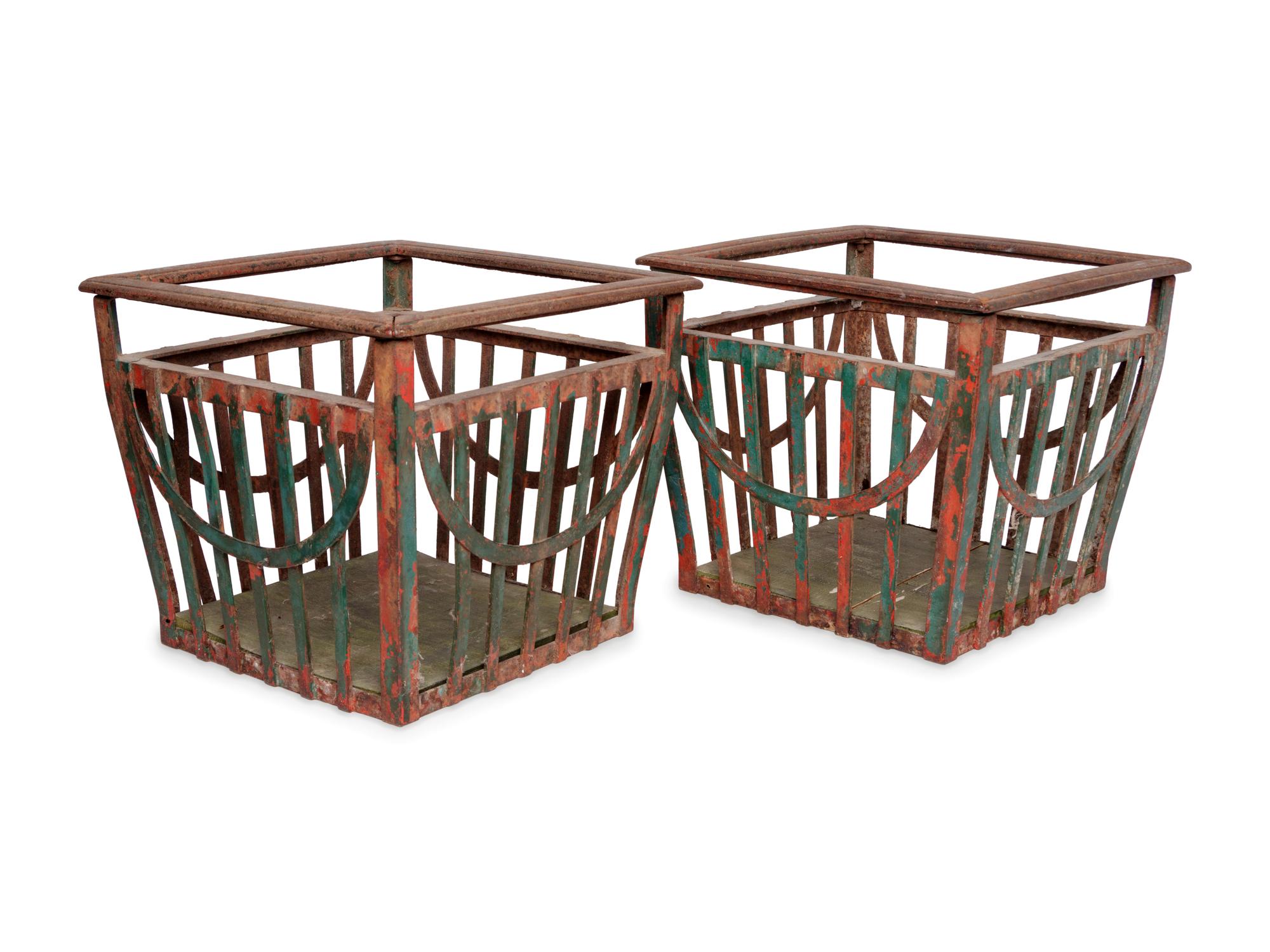 A Pair of French Iron Jardinières