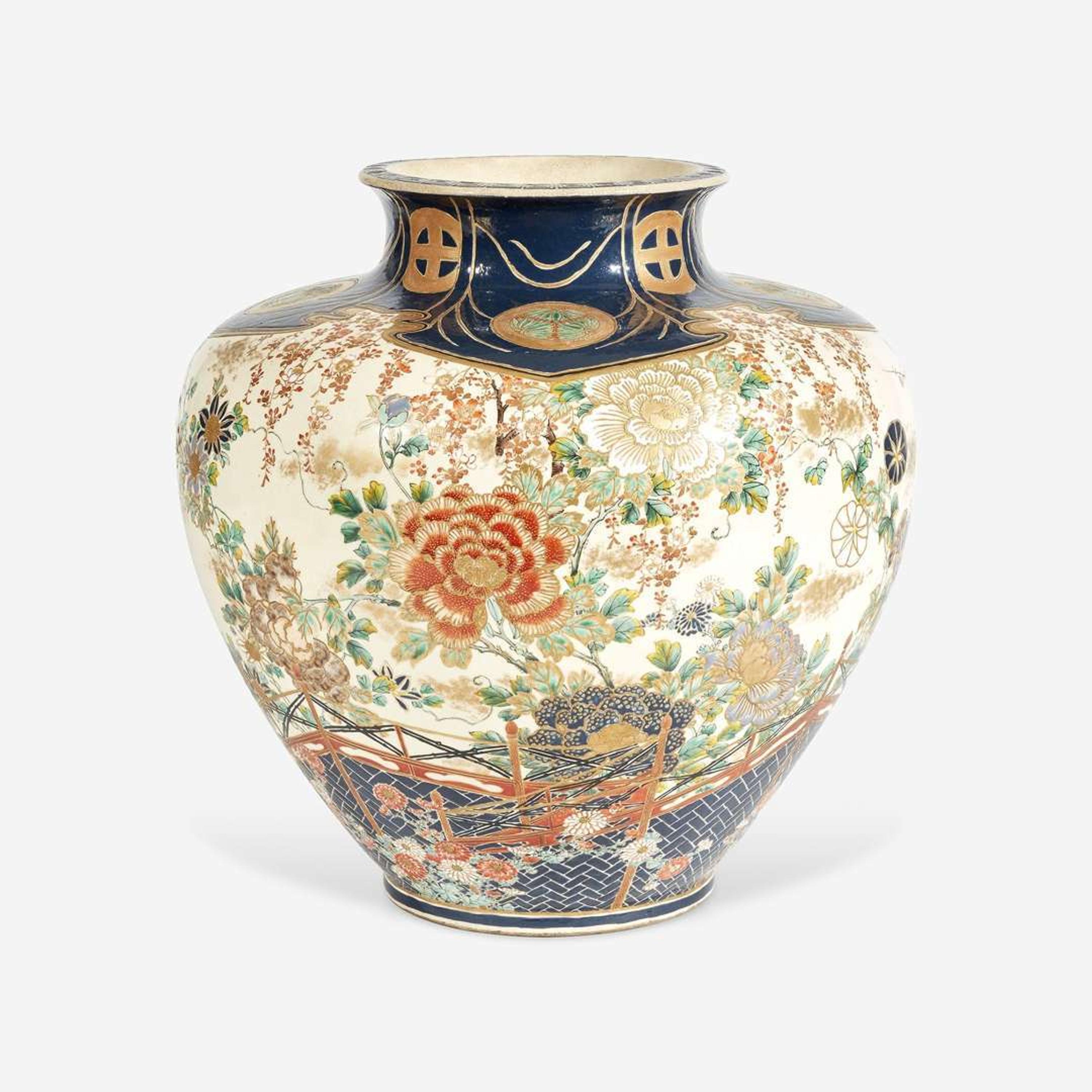 A Large Satsuma Enamelled Pottery Vase Meiji period, second half 19th century