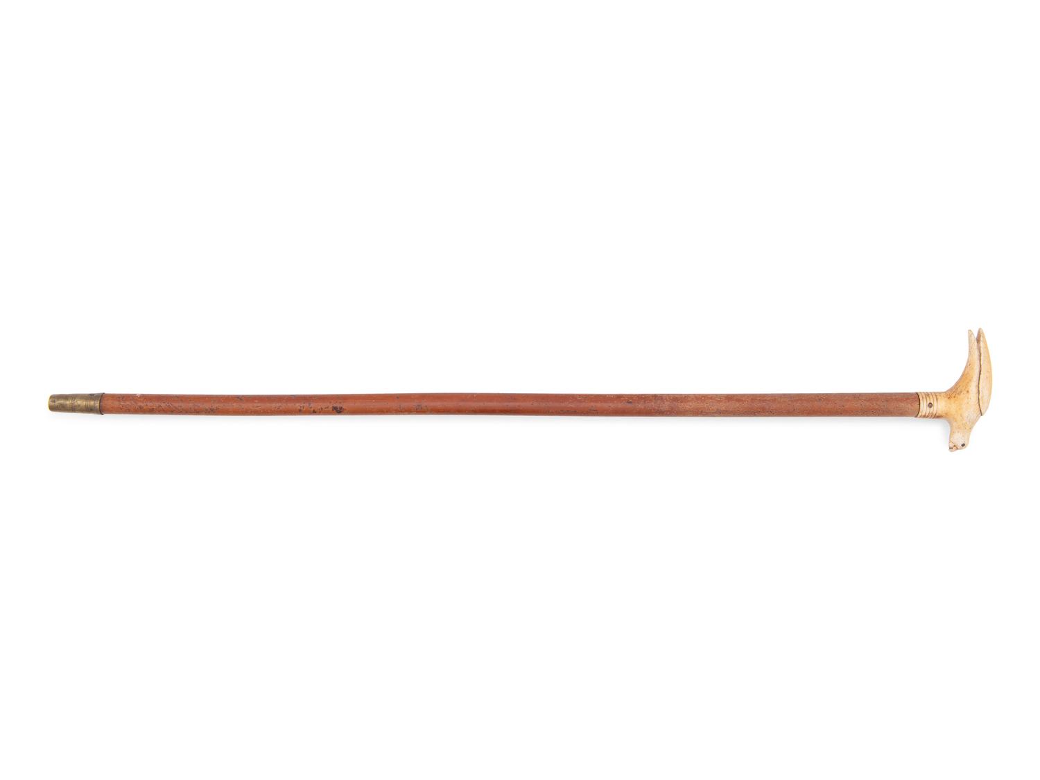 A Walking Stick with a Bird-Form Bone Handle