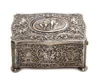 A German Silver Singing Bird Automaton Box, 20TH CENTURY, Height 2 x width 4 x depth 3 inches. — 20TH CENTURY,
