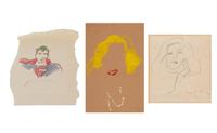 Three Works: Woman with Necklace, Sketch of Donna, Sketch of Superman