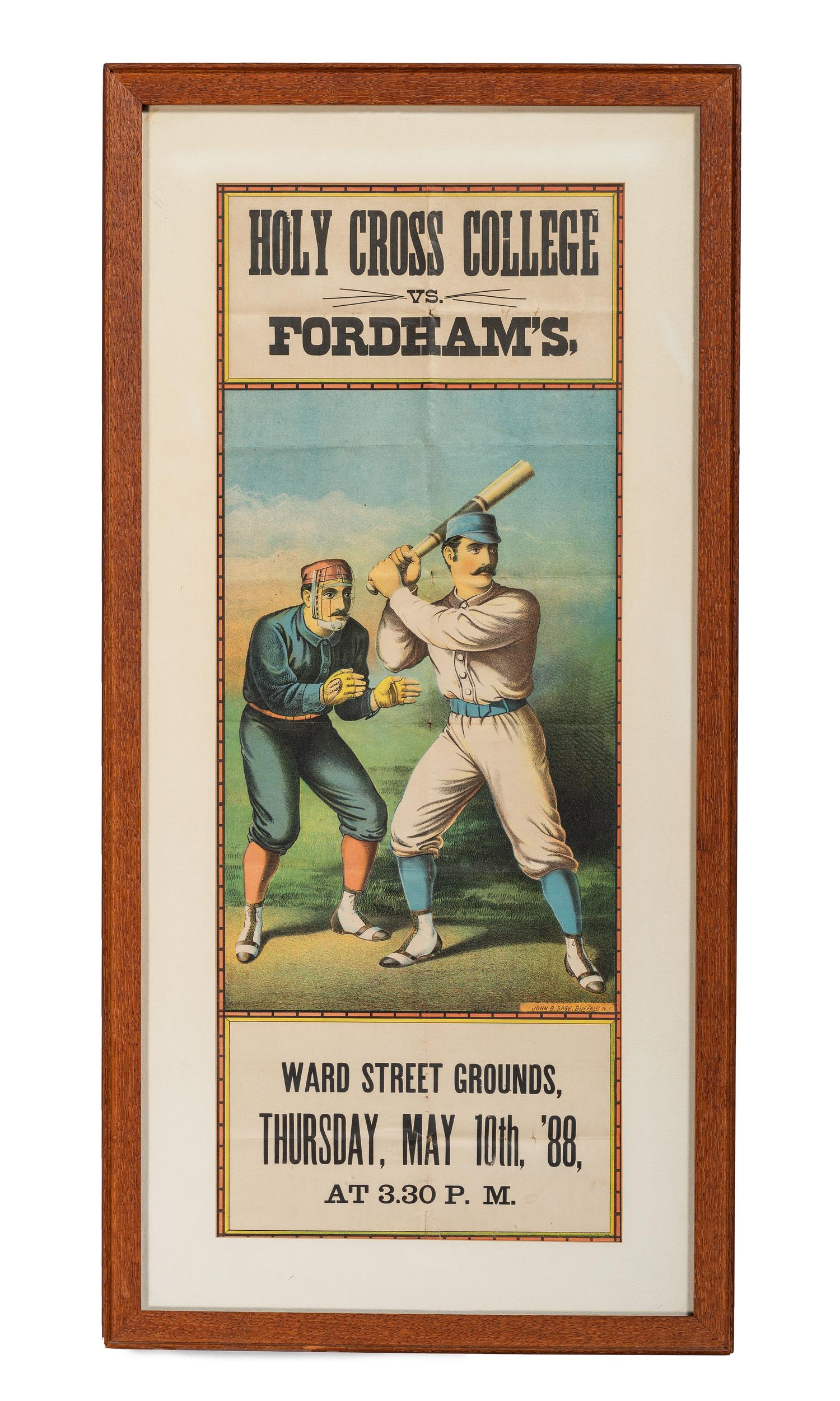 [SPORTS] -- [BASEBALL]. Holy Cross College vs. Fordham's. Buffalo, NY: John B. Sage, 10 May 1888.