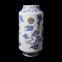 A Chinese Underglaze Blue and Copper Red Porcelain Vase 青花釉裏紅象腿瓶