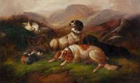 John Gifford, (British, 19th Century), Hunting Dogs in a Highland Landscape