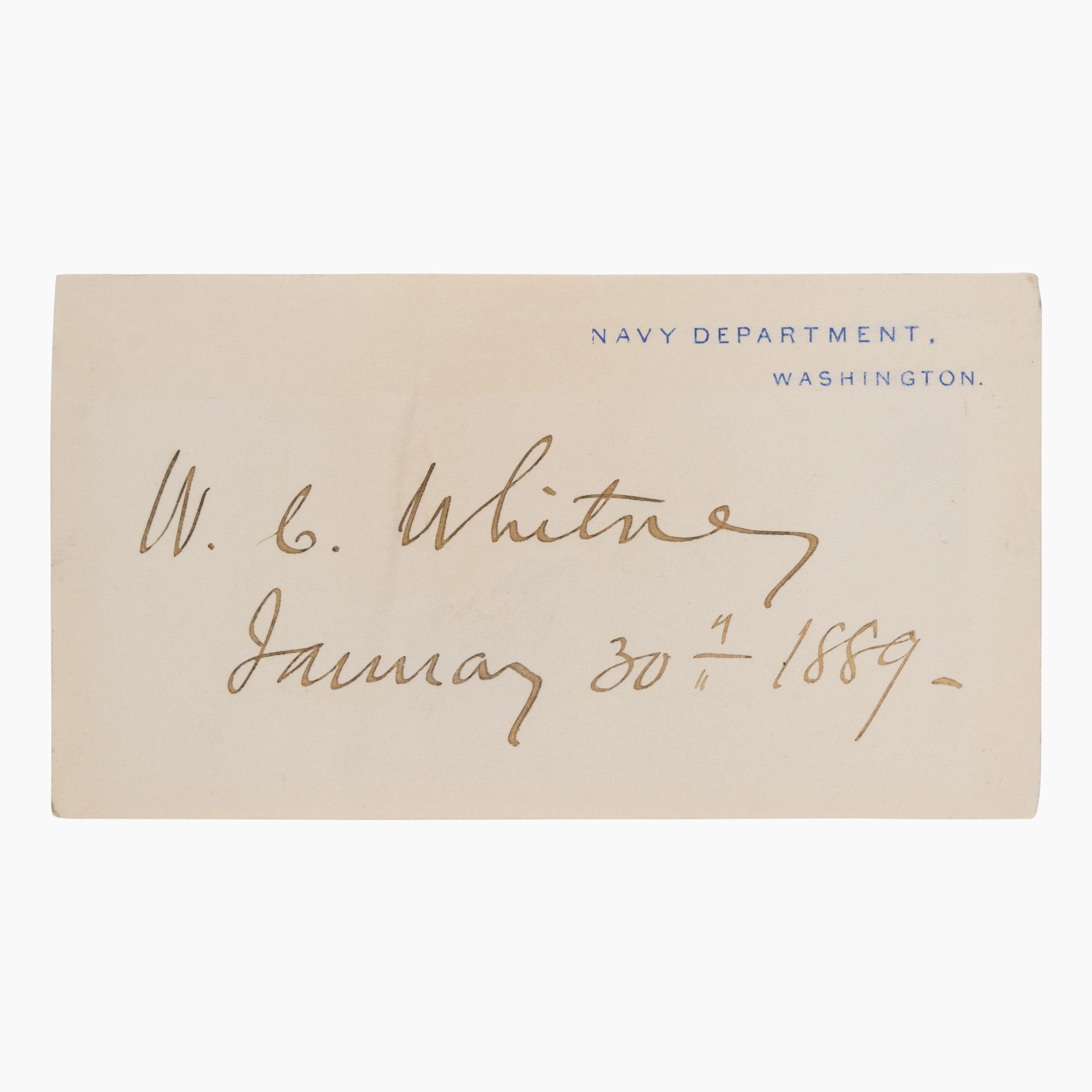 [U.S. Navy]. A near-complete collection of autographs from Secretaries of the United States Navy, 1798-1947.