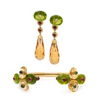 PRINCE DIMITRI, MULTIGEM AND YELLOW GOLD BRACELET AND EARRINGS