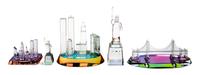 A Group of Five Crystal World Models Height of tallest 10 7/8 inches.