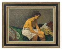 Woman Seated on a Bed