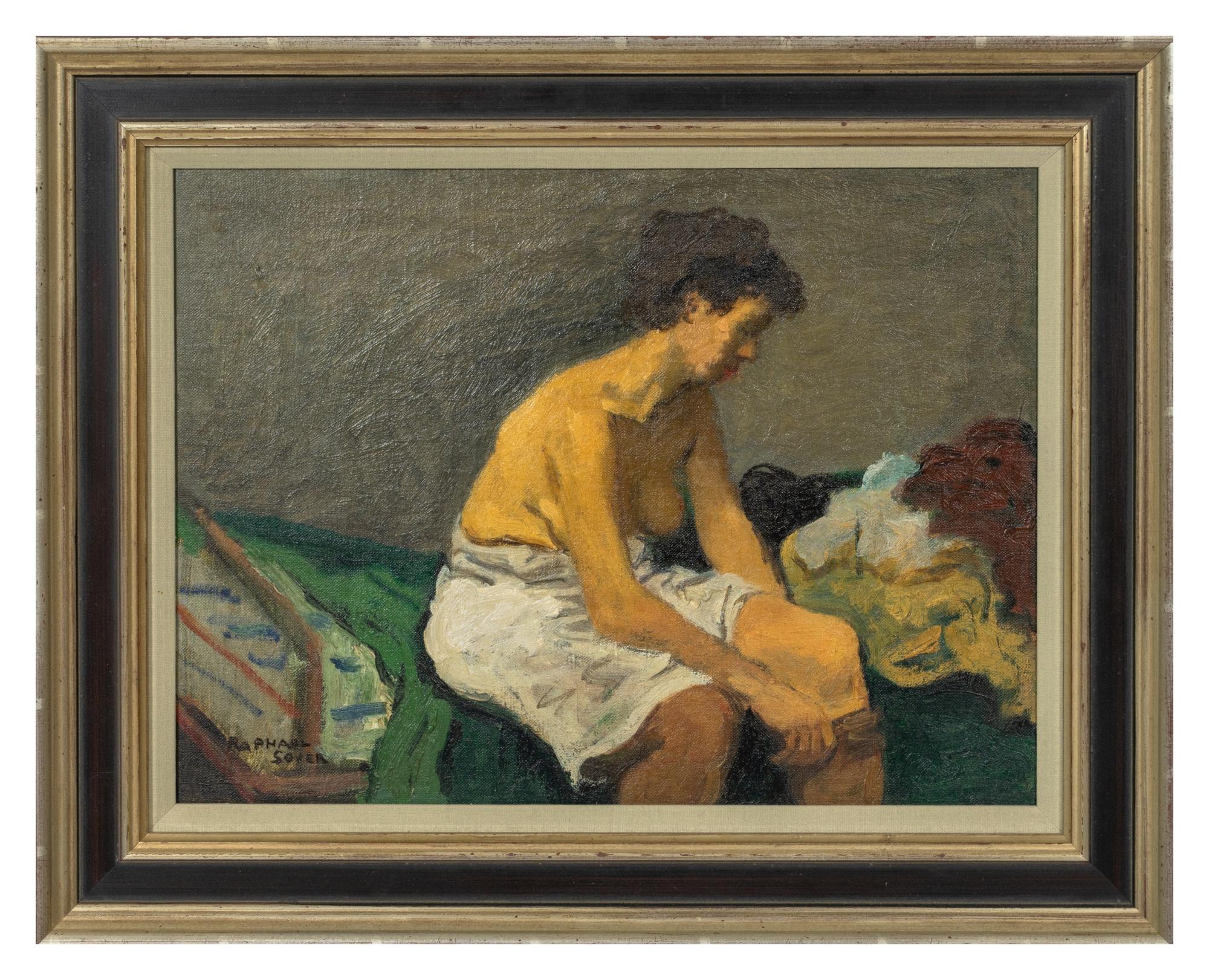 Woman Seated on a Bed