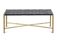 A Contemporary Gilt Metal and Woven Leather Bench