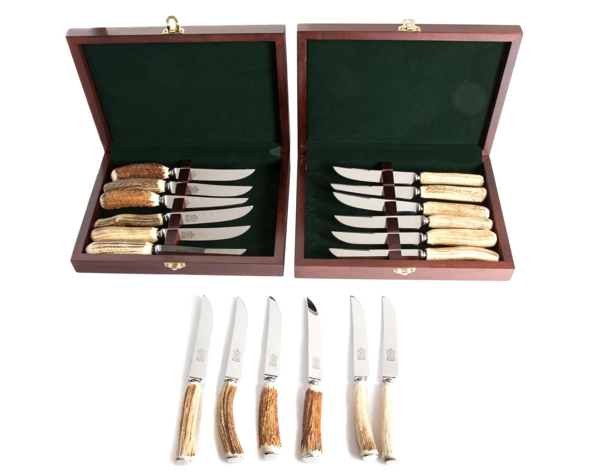 A Group of Antler Handled Knives Length of knives 8 3/4 inches.
