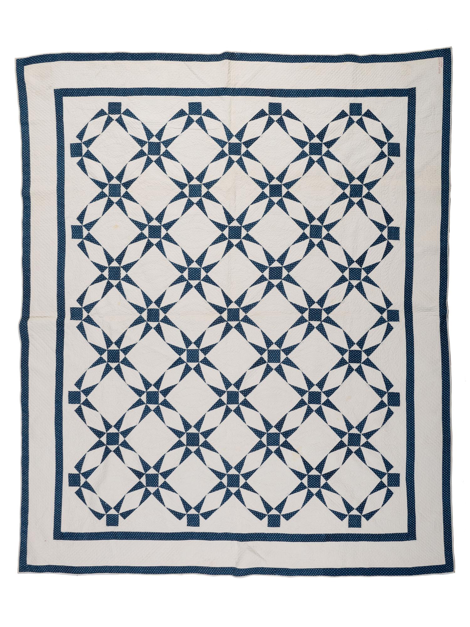 Two Blue and White Pieced Quilts