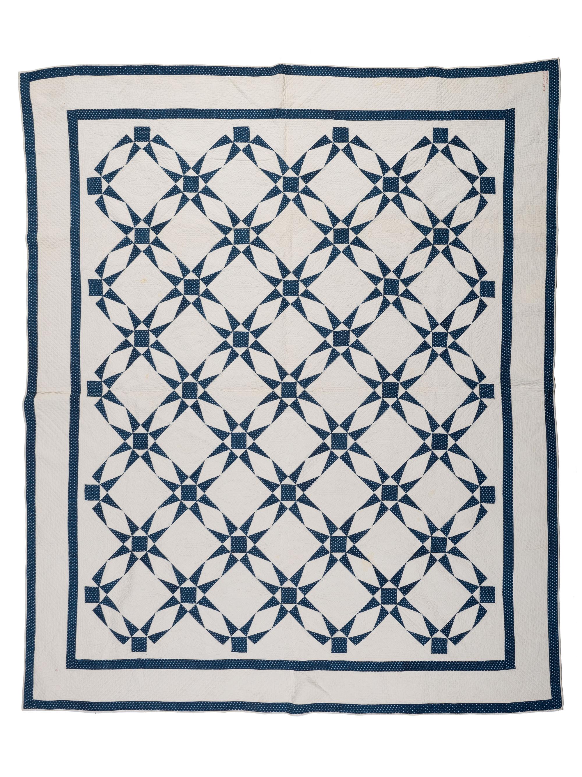 Two Blue and White Pieced Quilts