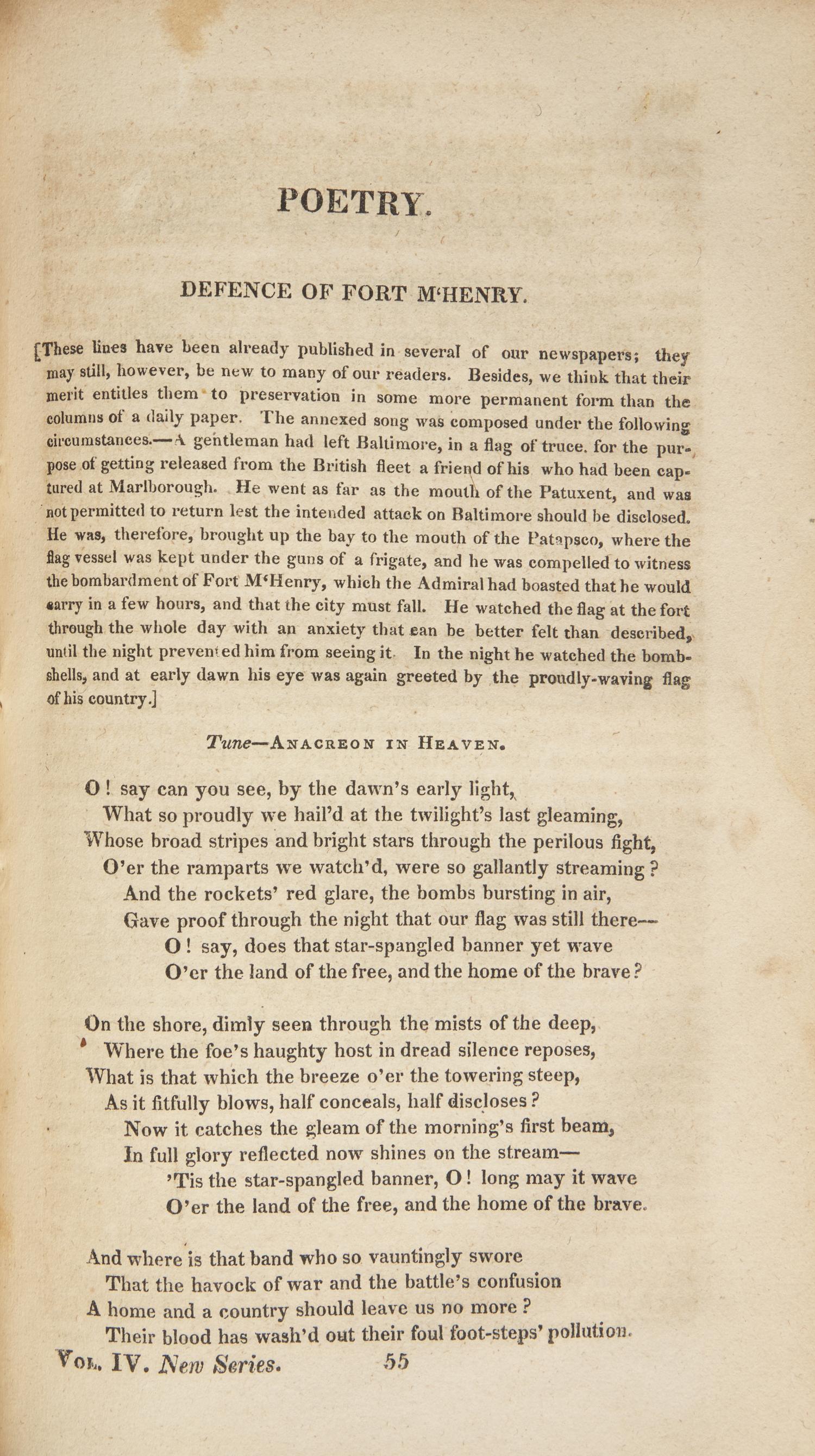 [Star-Spangled Banner] The First Magazine Appearance of Francis Scott Key's "Star-Spangled Banner", 1814