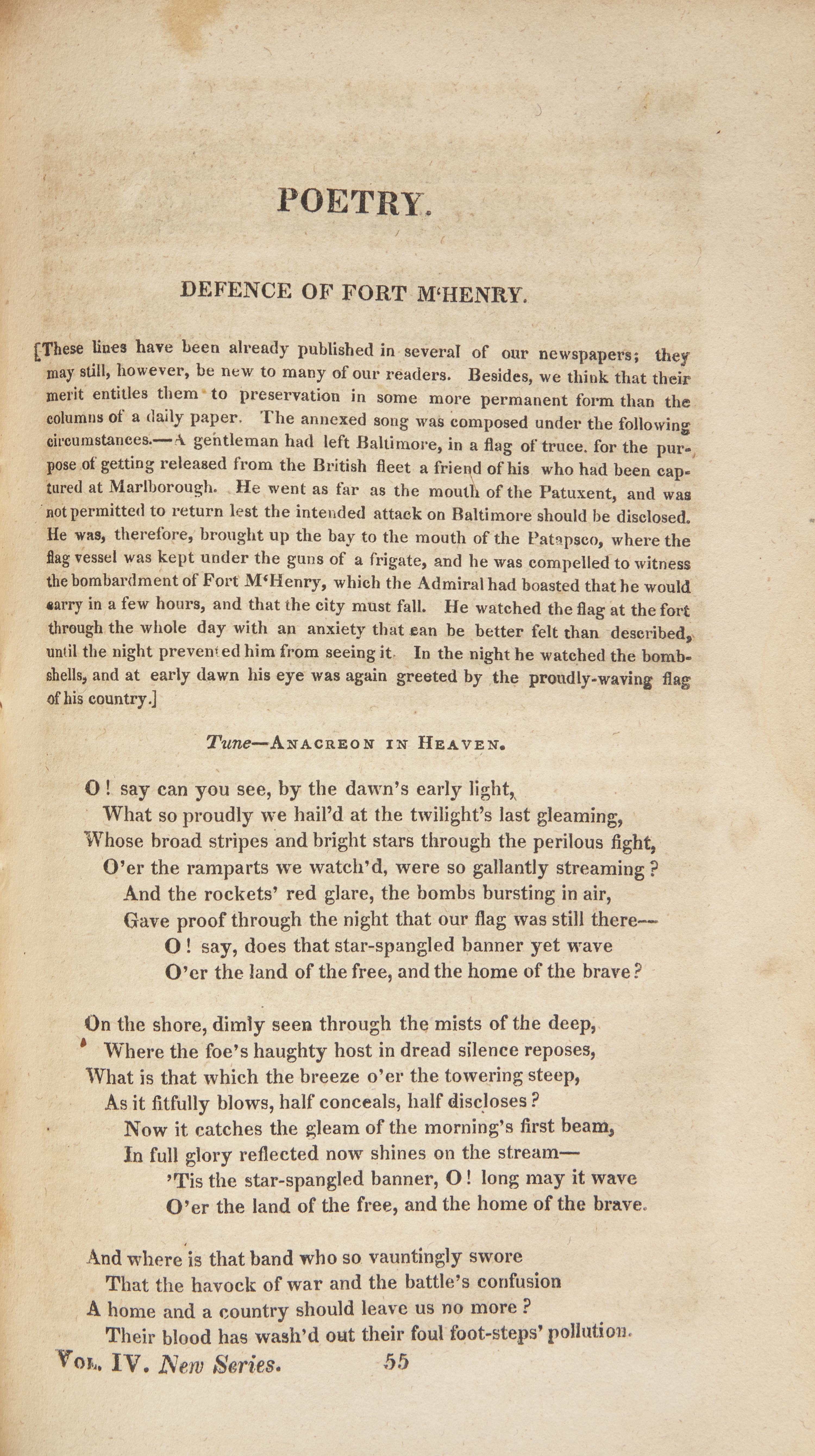 [Star-Spangled Banner] The First Magazine Appearance of Francis Scott Key's "Star-Spangled Banner", 1814