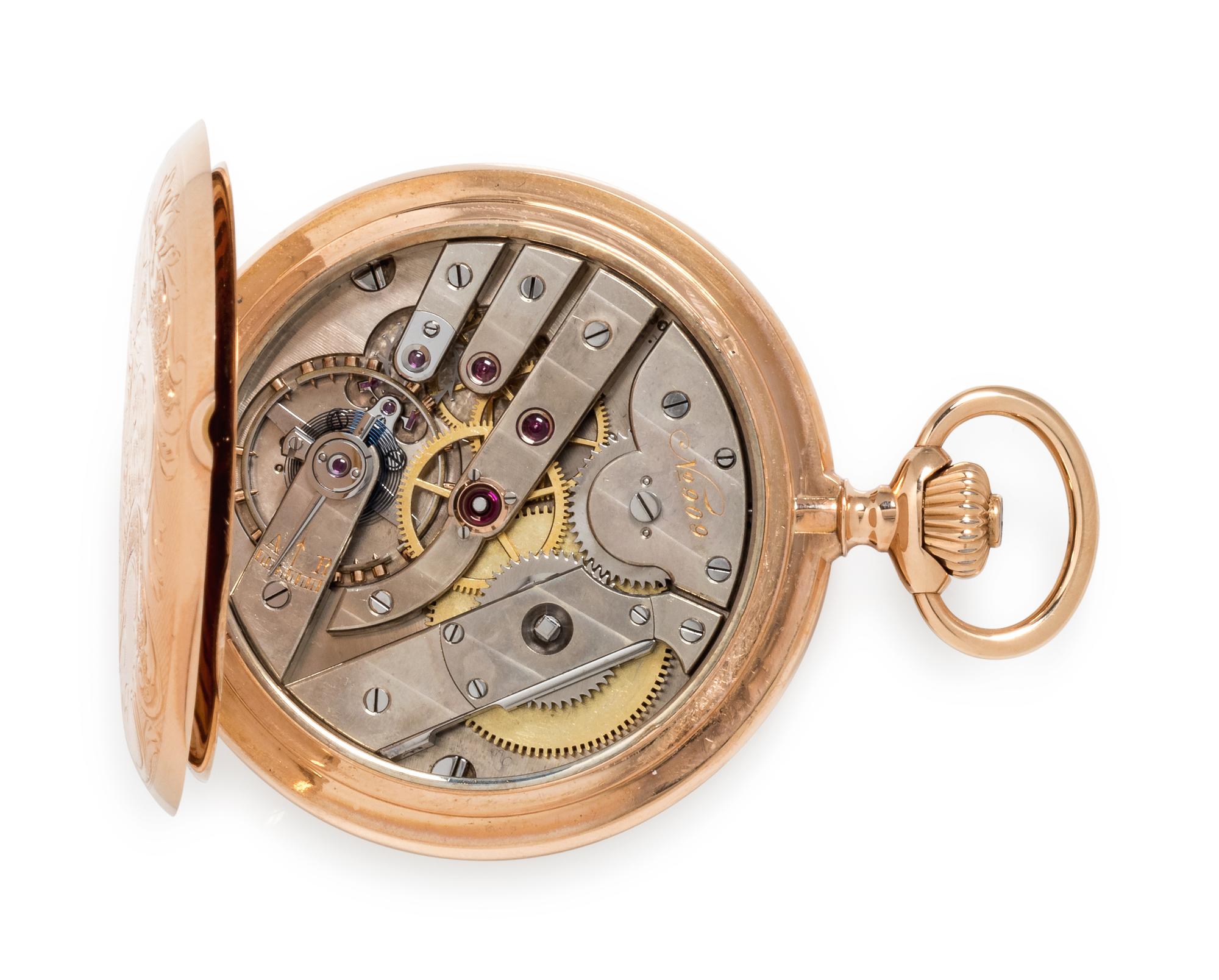 Schupbach & Cie., Hankow Chine, 18K Pink Gold Hunter Case Pocket Watch