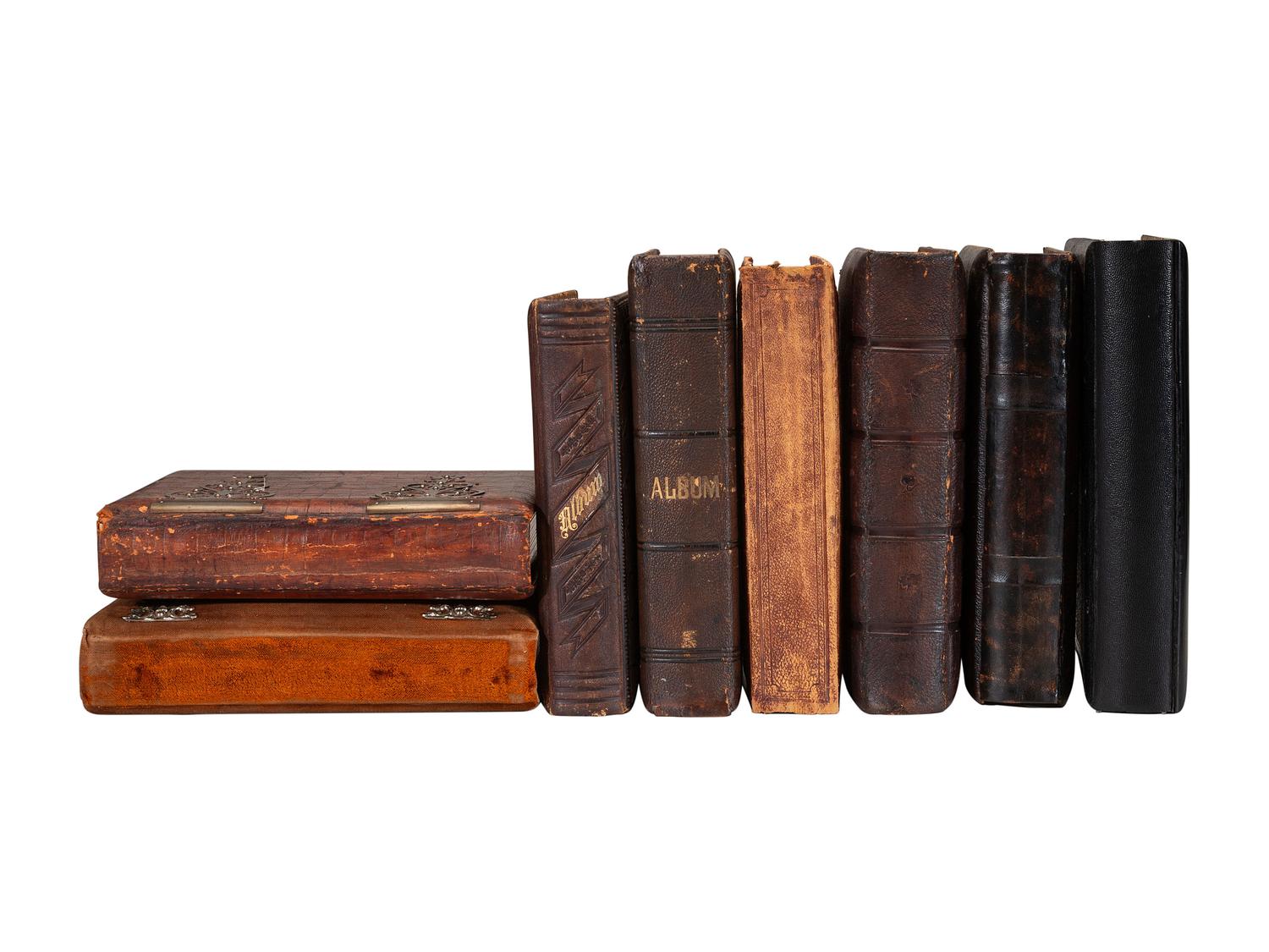 [EARLY PHOTOGRAPHY]. A group of 10 albums containing over 300 cabinet cards, CDVs, and tintypes.